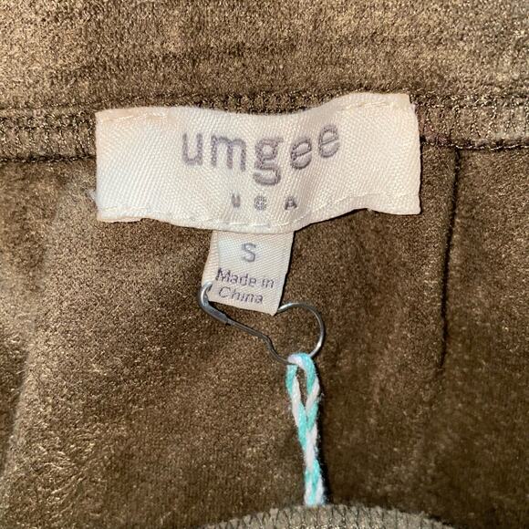 Umgee Olive High Waist Embroidered Fringe Faux Suede Skirt Size Small New - Picture 7 of 8